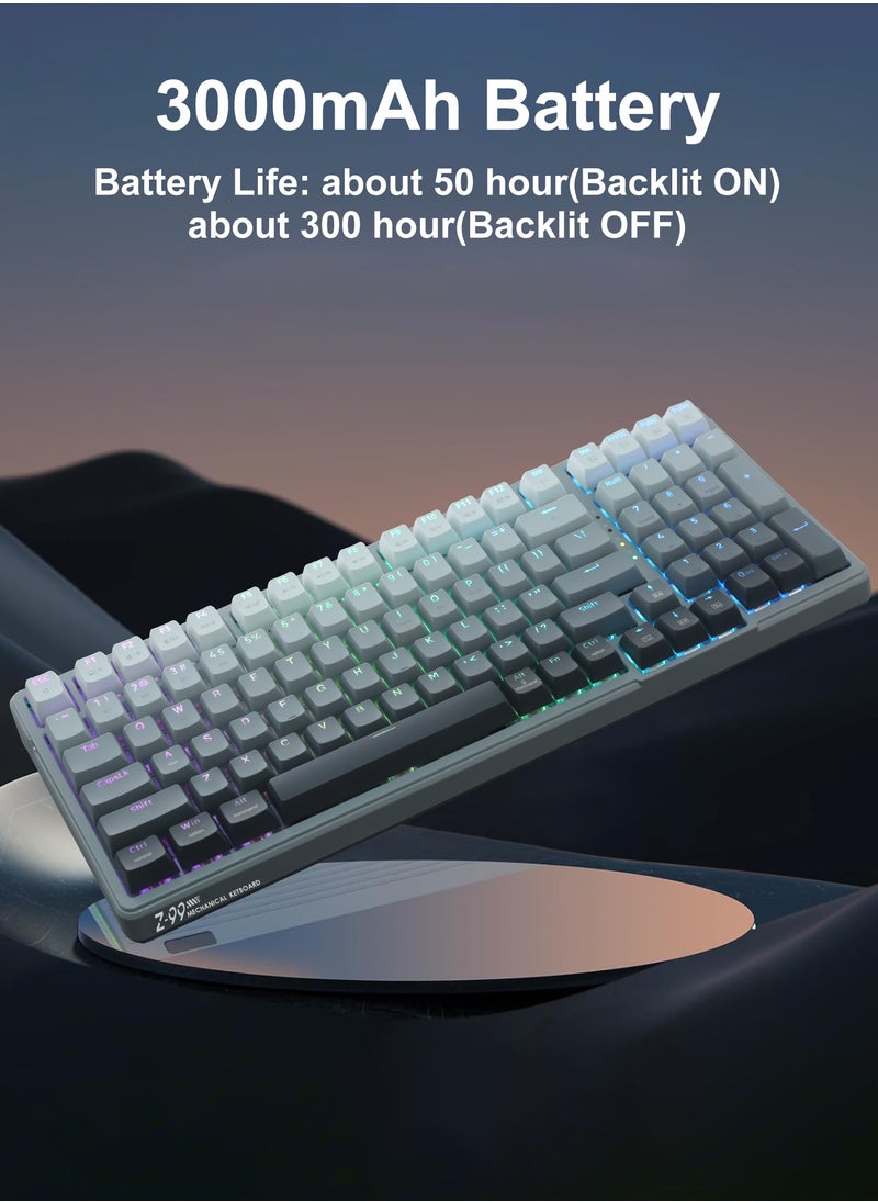 E-YOOSO - Z-99 Wireless Mechanical Keyboard, Tri-Mode Bluetooth 5.0/2.4GHz/USB-C, Hot-Swappable Clicky Blue Switches, Gasket-Mounted, RGB Backlit for PC, Tablet, PS, Xbox - Image 1