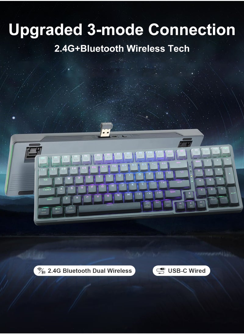 E-YOOSO - Z-99 Wireless Mechanical Keyboard, Tri-Mode Bluetooth 5.0/2.4GHz/USB-C, Hot-Swappable Clicky Blue Switches, Gasket-Mounted, RGB Backlit for PC, Tablet, PS, Xbox - Image 1