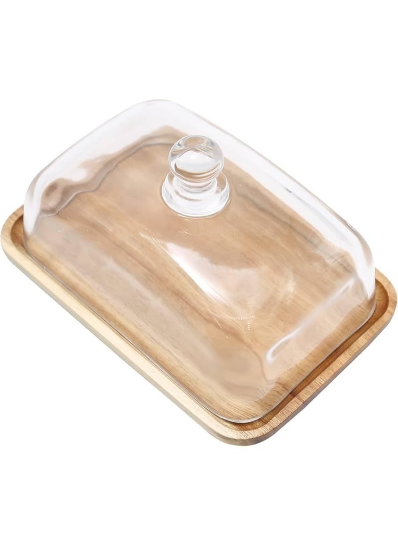 Generic Cake and sweets holder with lid - bamboo wood base, luxurious design suitable for all occasions C  - Image 1