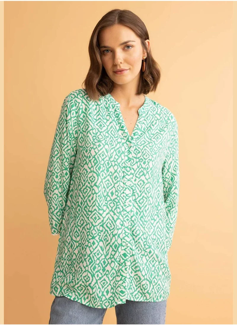 ديفاكتو 3/4 Sleeve Regular Fit C-Neck Floral Print Shirt