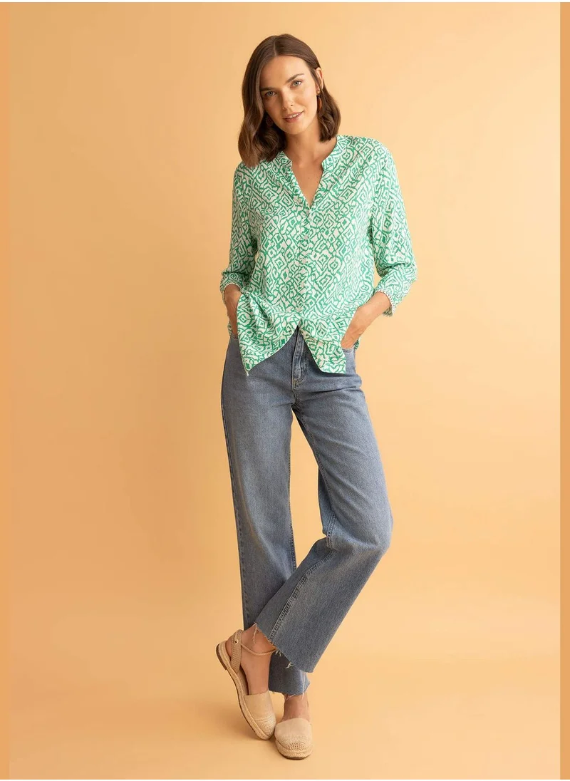 ديفاكتو 3/4 Sleeve Regular Fit C-Neck Floral Print Shirt