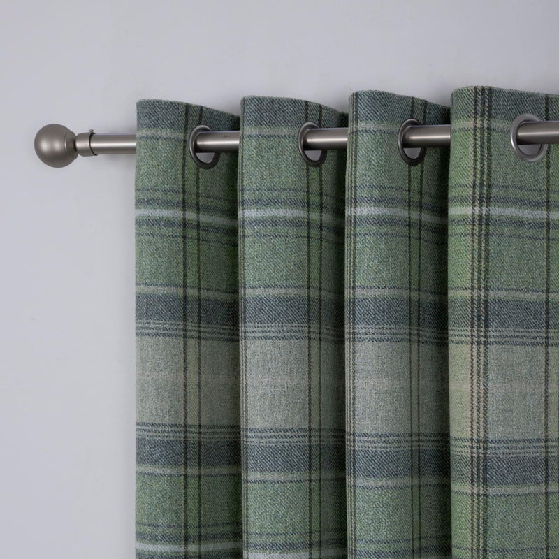 always4u 100% Blackout Woolen Look Plaid Curtains Modern Window Panels Green Checkered Tartan Curtains for Living Room Bedroom 2 Panels Green 54 * 84 Inches - Image 2