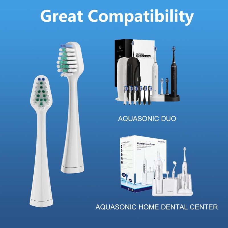 Harobey Replacement Toothbrush Heads for Waterpik Complete Care 5.0/9.0, and Compatible with AquaSonic Duo and Home Dental Center Electric Toothbruh, 10 Count(Pack of 1), White - Image 2