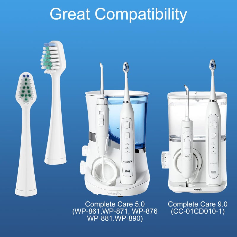 Harobey Replacement Toothbrush Heads for Waterpik Complete Care 5.0/9.0, and Compatible with AquaSonic Duo and Home Dental Center Electric Toothbruh, 10 Count(Pack of 1), White - Image 3