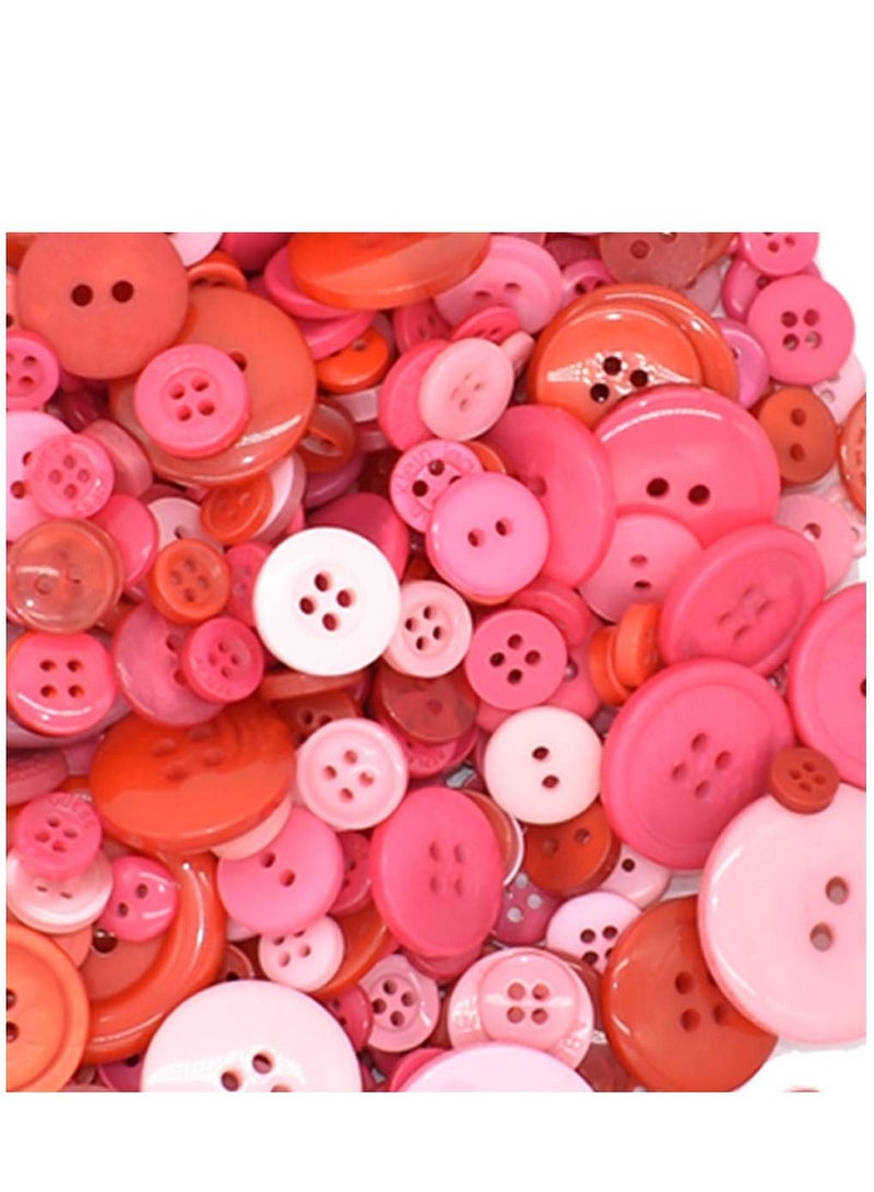 KASTWAVE Assorted Size Resin Round Buttons DIY Craft Sewing Decorations for Kid's Painting (Red, 200g set) - Image 2