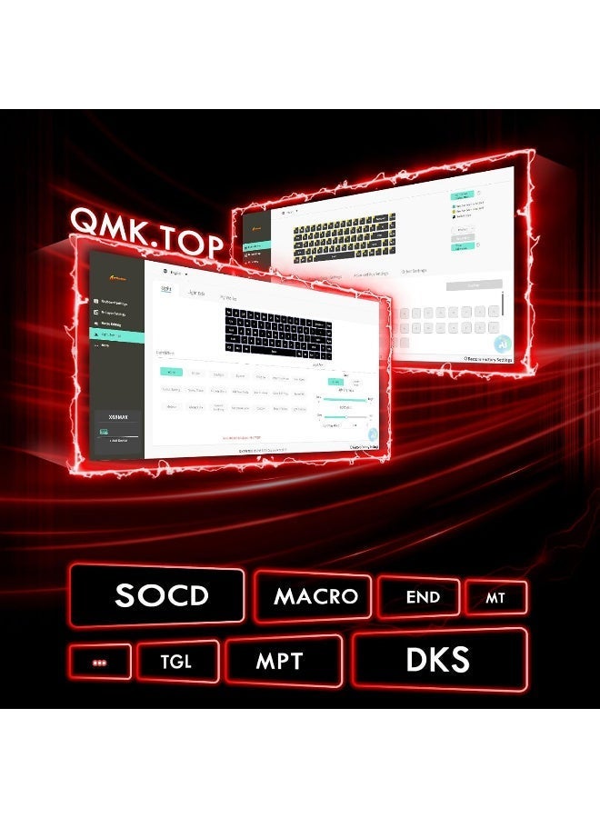 هجوم القرش ATTACK SHARK X68MAX HE Rapid Trigger CNC Aluminum Keyboard Magnetic Switch with C01Ultra RGB Coiled Cable 60% Wired 8KHz CNC Aluminum Magnetic Keyboard With 0.005mm RT Accuracy, Support RT/Snap Tap/DKS/MT/TGL  - Black Contour - Image 5