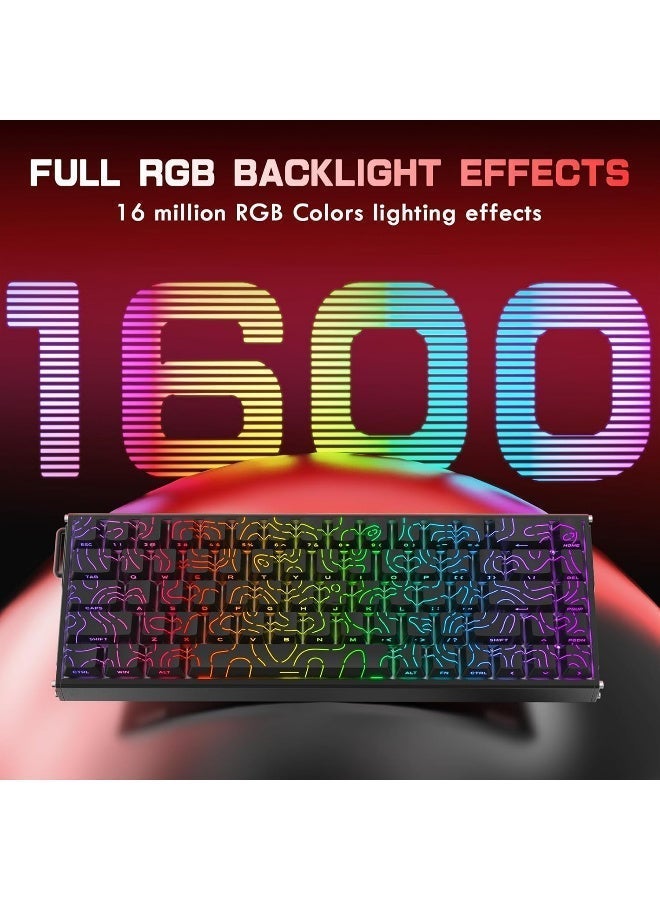 هجوم القرش ATTACK SHARK X68MAX HE Rapid Trigger CNC Aluminum Keyboard Magnetic Switch with C01Ultra RGB Coiled Cable 60% Wired 8KHz CNC Aluminum Magnetic Keyboard With 0.005mm RT Accuracy, Support RT/Snap Tap/DKS/MT/TGL  - Black Contour - Image 2