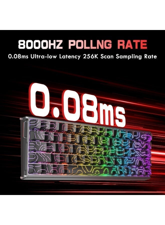 هجوم القرش ATTACK SHARK X68MAX HE Rapid Trigger CNC Aluminum Keyboard Magnetic Switch 60% Wired 8KHz CNC Aluminum Magnetic Keyboard With 0.005mm RT Accuracy, Support RT/Snap Tap/DKS/MT/TGL - Black Contour - Image 5