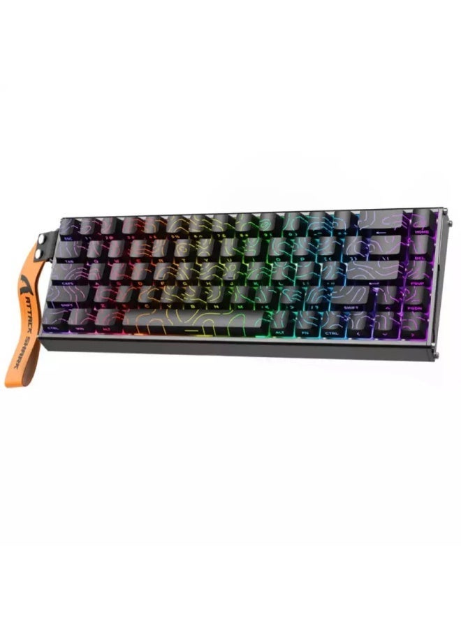 هجوم القرش ATTACK SHARK X68MAX HE Rapid Trigger CNC Aluminum Keyboard Magnetic Switch 60% Wired 8KHz CNC Aluminum Magnetic Keyboard With 0.005mm RT Accuracy, Support RT/Snap Tap/DKS/MT/TGL - Black Contour - Image 1