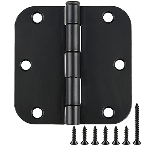 TDCHINGES Rounded Door Hinges 3-1/2" x 3.5 inch, 5/8 Radius, Matte Black 3 ½ Inch 6 Pack - Image 1