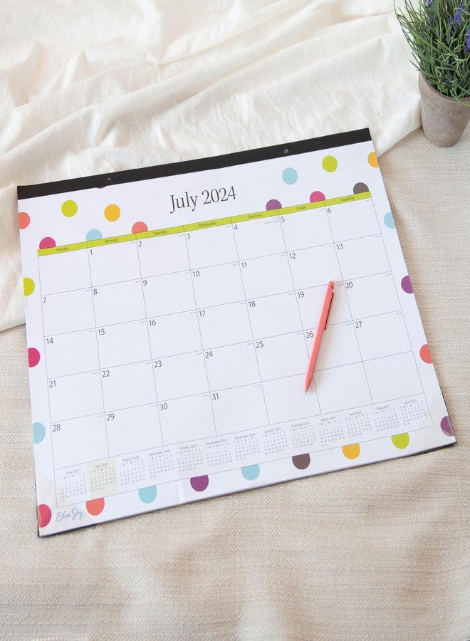 Blue Sky 2024-2025 Academic Year Teacher Monthly Desk Pad Calendar, 22" x 17", Trim Tape Binding, Two-Hole Punched, Ruled Blocks, Dots (105496-A25) - Image 2