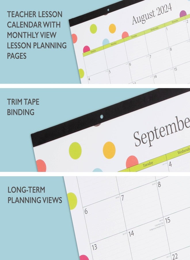 Blue Sky 2024-2025 Academic Year Teacher Monthly Desk Pad Calendar, 22" x 17", Trim Tape Binding, Two-Hole Punched, Ruled Blocks, Dots (105496-A25) - Image 3