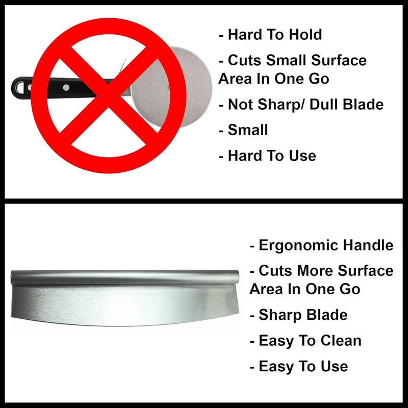 Cartify Stainless Steel Pizza Cutter 12 inch Rocker Pizza Knife Slicer Rocker Style with Blade Havey SS Pizza Cutter Premium Pizza Oven Tools and Accessories - Image 5