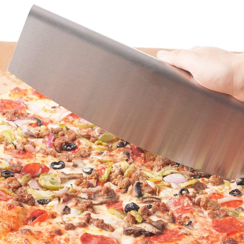 Cartify Stainless Steel Pizza Cutter 12 inch Rocker Pizza Knife Slicer Rocker Style with Blade Havey SS Pizza Cutter Premium Pizza Oven Tools and Accessories - Image 3