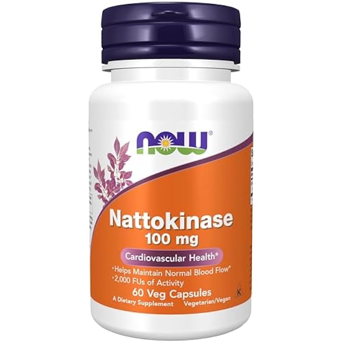 NOW Supplements, Nattokinase 100 mg (from Non-GMO Soy) with 2,000 FUs of Activity, 60 Veg Capsules - Image 1