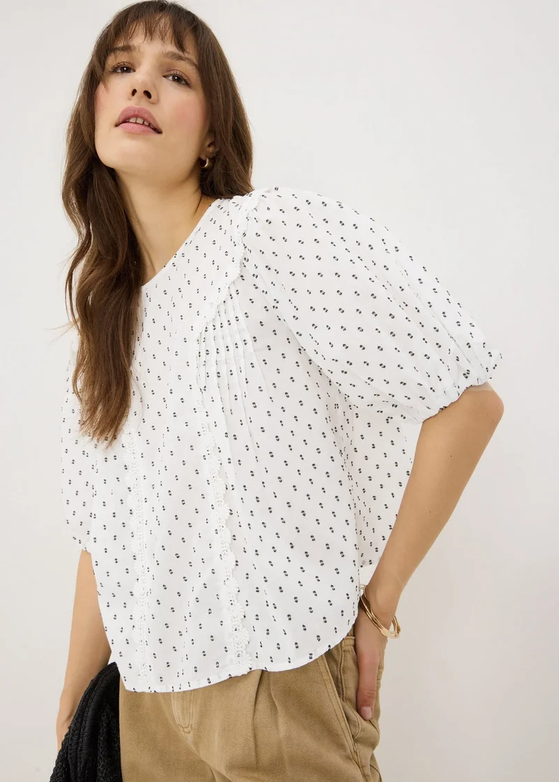 Matalan Cream Dobby Smock Blouse