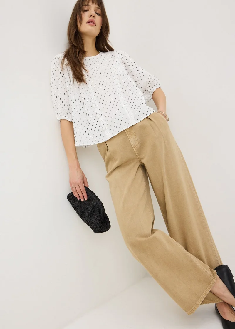 Matalan Cream Dobby Smock Blouse