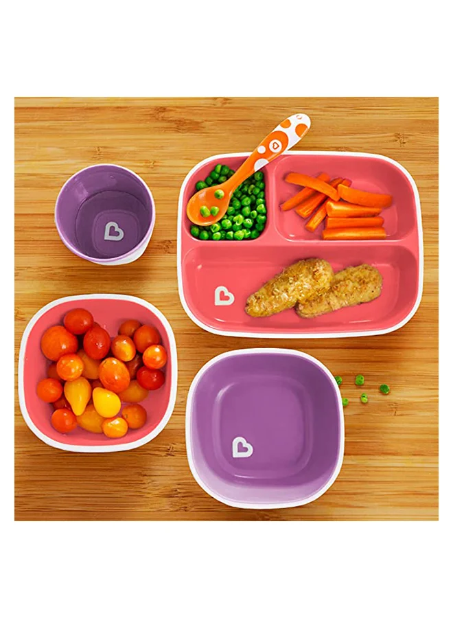 Munchkin 4 Piece Splash Dining Set-Pink/Purple