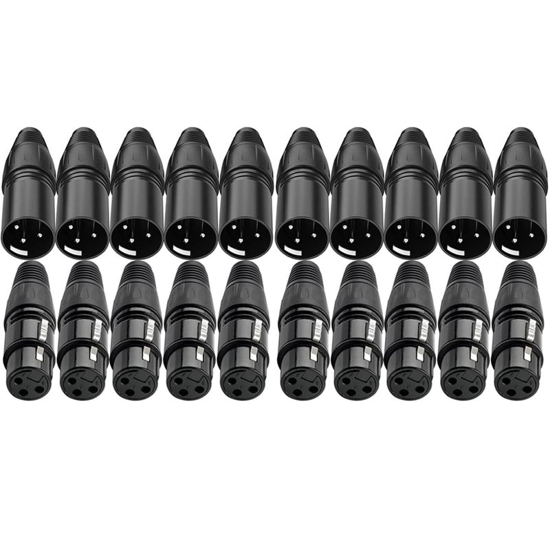 Device Of Urban Infotech موصلات XLR، موصل ذكر 3 دبابيس وموصل أنثى 3 دبابيس XLR لمدخل الصوت للميكروفون لزيادة التوصيل وتقليل الضوضاء (عبوة من 20) - Image 1