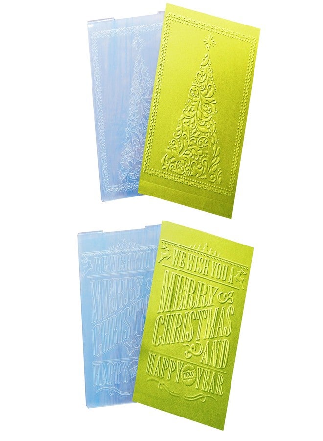 Arbuya 2 Sheets/Pack Merry Christmas Embossing Folders for Card Making Christmas Tree New Year Embossing Folders for Gift Tag Paper Crafting Home Decoration - Image 1