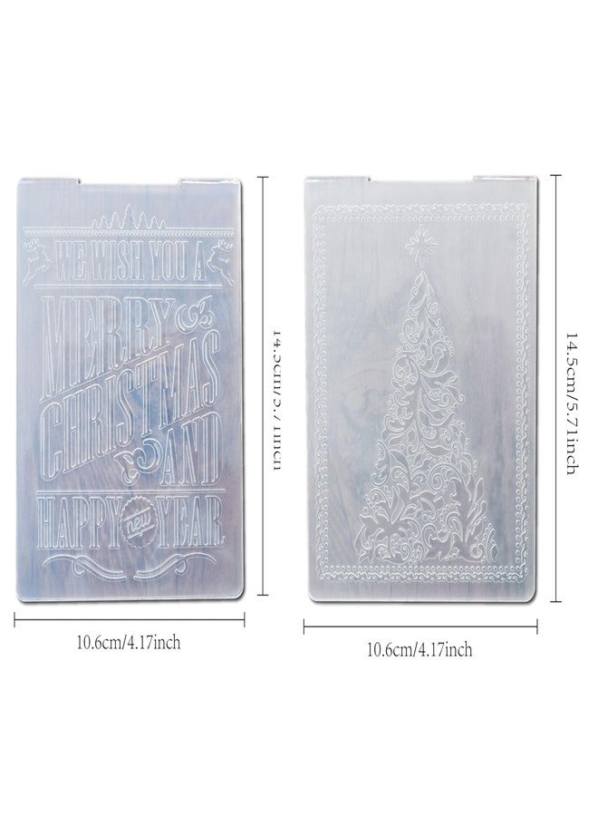 Arbuya 2 Sheets/Pack Merry Christmas Embossing Folders for Card Making Christmas Tree New Year Embossing Folders for Gift Tag Paper Crafting Home Decoration - Image 2