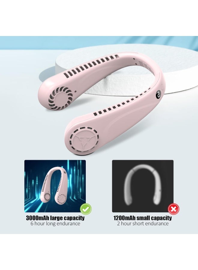 مروحة جديدة محمولة بدون شفرات معلقة للرقبة بمنفذ USB قابلة لإعادة الشحن ومروحة أنيقة باللون الأخضر