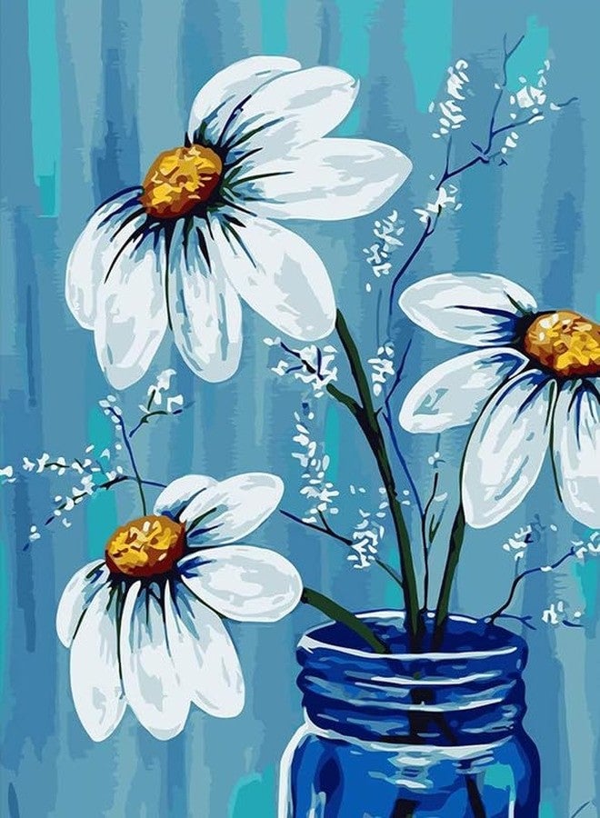 TREXEE Daisy Flower Paint by Numbers Kit for Kids Adults & Beginner -Scenery Paint by Number on Canvas, DIY Oil Acrylic Painting by Numbers Kit on Canvas, Number Painting kit DIY Canvas Painting by Numbers DIY Painting kit for Adults, DIY Oil Painting for Gift Home Wall Décor Diy Acrylic painting (Without Frame)(40X50 CM) - Image 1