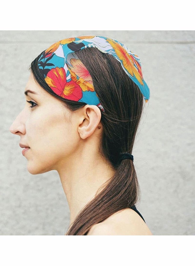 واي آند دي 3 Pac Floral Elastic Hair Scarf Headband for Ladies Tiedye Bandana Accessories Girls Soft Stretch Girl Head Bands Boho Bandanas Scarves  - Image 2