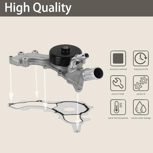 EvTok AW6169 Water Pump & Gasket Fit for Dodge Challenger/Avenger/Charger/Durango/Grand Caravan/Journey, Chrysler 200/300/Town & Country, Grand Cherokee, Ram 1500/ ProMaster, VW Routan 3.6L V6 Engine - Image 4