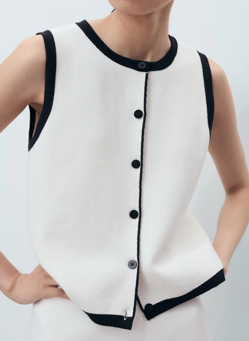 MANGO Knitted gilet with contrast detail