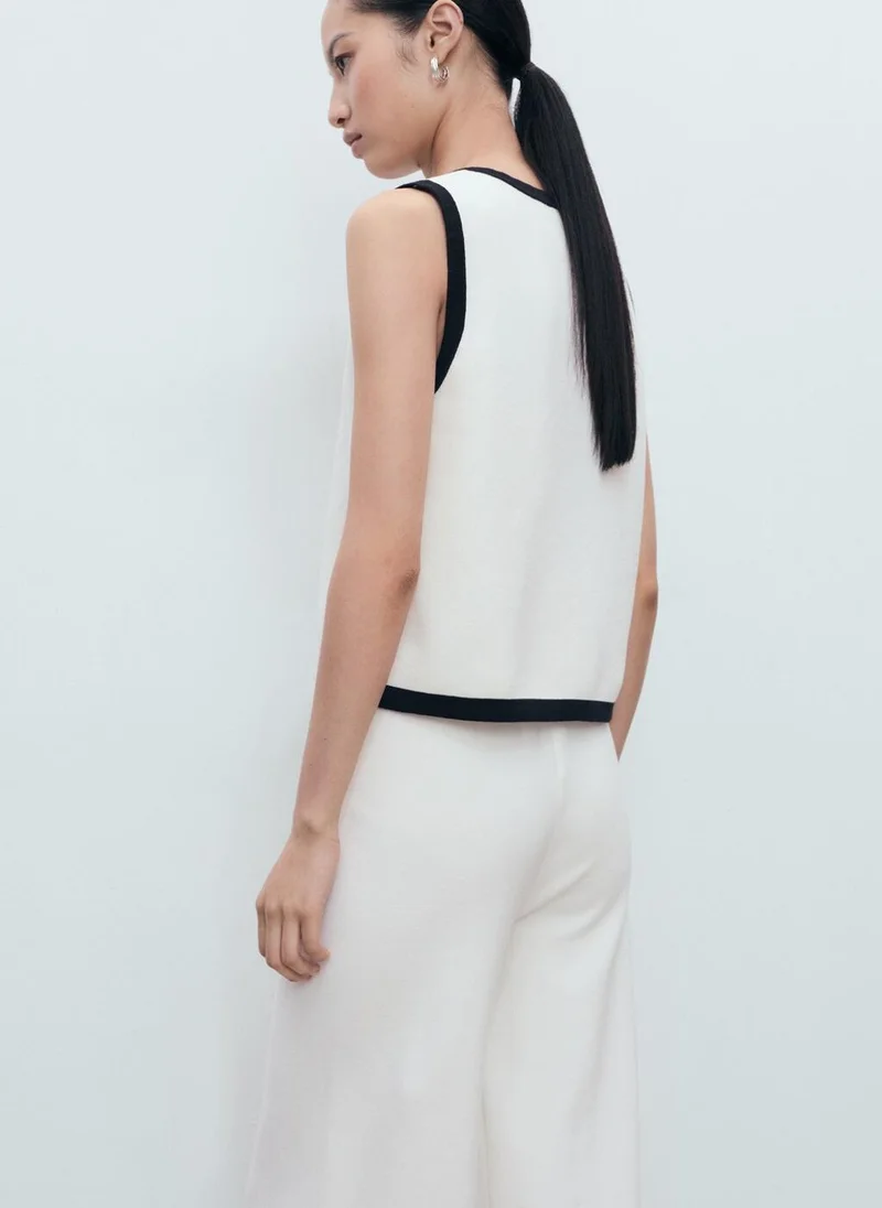 MANGO Knitted gilet with contrast detail