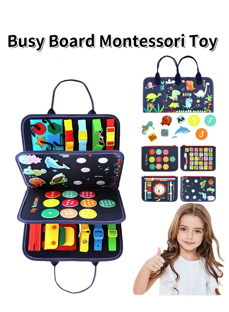 Aurevip Busy Board Montessori Toy for 1 2 3 4 Years Old, Educational Activity Sensory Board, Preschool Learning Fine Motor Skills Toys, Toddler Travel Toy - Image 1