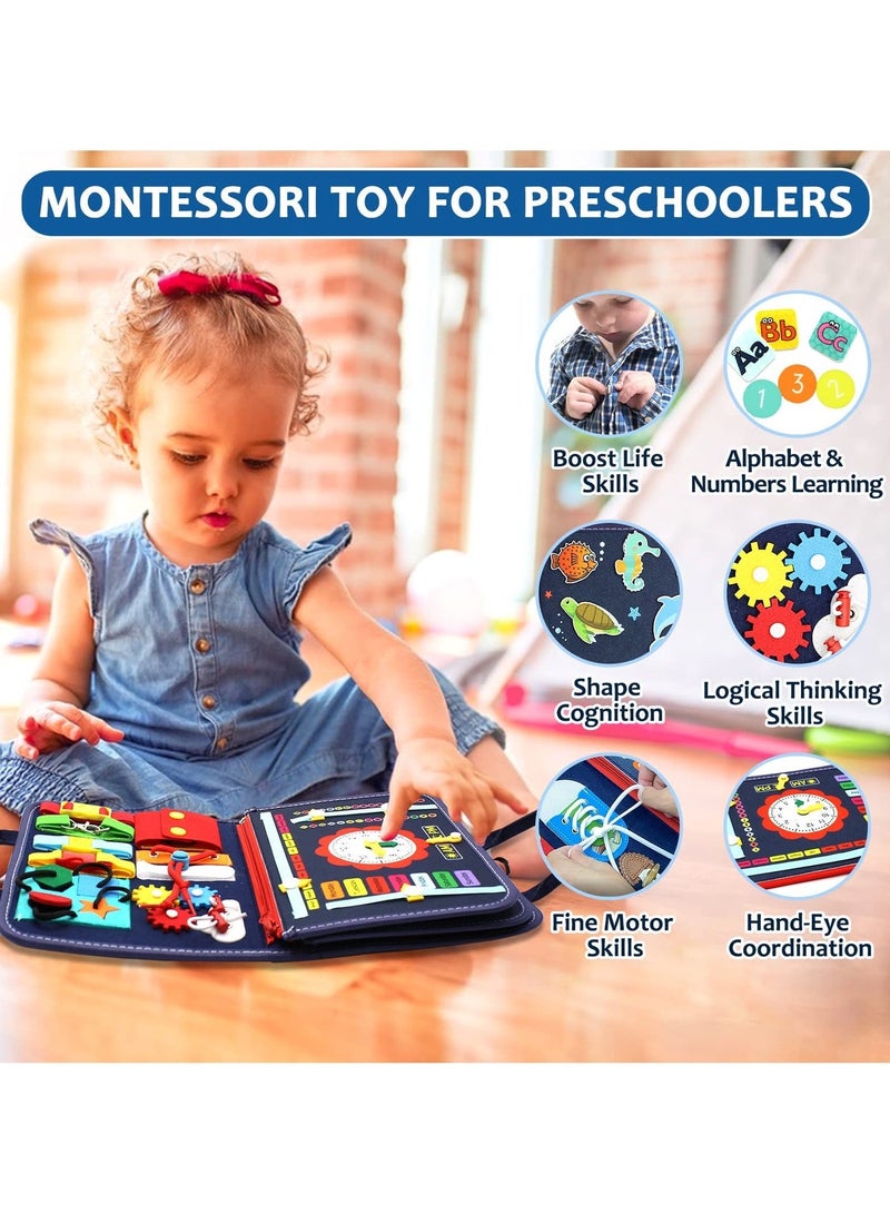 Aurevip Busy Board Montessori Toy for 1 2 3 4 Years Old, Educational Activity Sensory Board, Preschool Learning Fine Motor Skills Toys, Toddler Travel Toy - Image 3