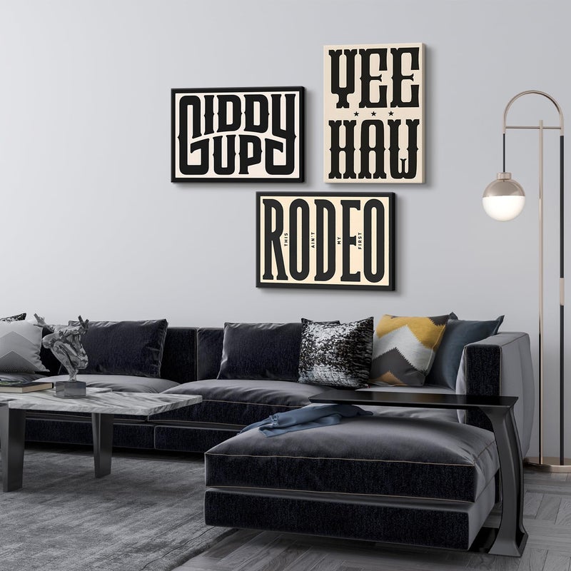 QIYFFBN Framed Western Wall Art Vintage Southwestern Canvas Wall Decor YEE HAW Wall Art Southwestern Country Ranch Poster Trendy Modern Cowboy Cowgirl Picture Print for Living Room Bedroom(12x16in) - Image 2