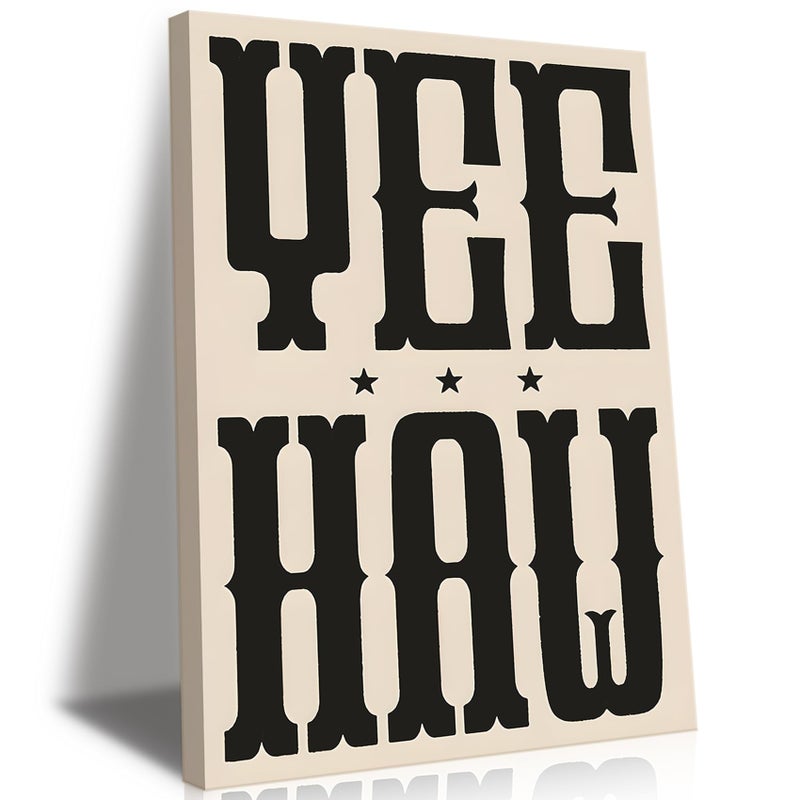 QIYFFBN Framed Western Wall Art Vintage Southwestern Canvas Wall Decor YEE HAW Wall Art Southwestern Country Ranch Poster Trendy Modern Cowboy Cowgirl Picture Print for Living Room Bedroom(12x16in) - Image 1