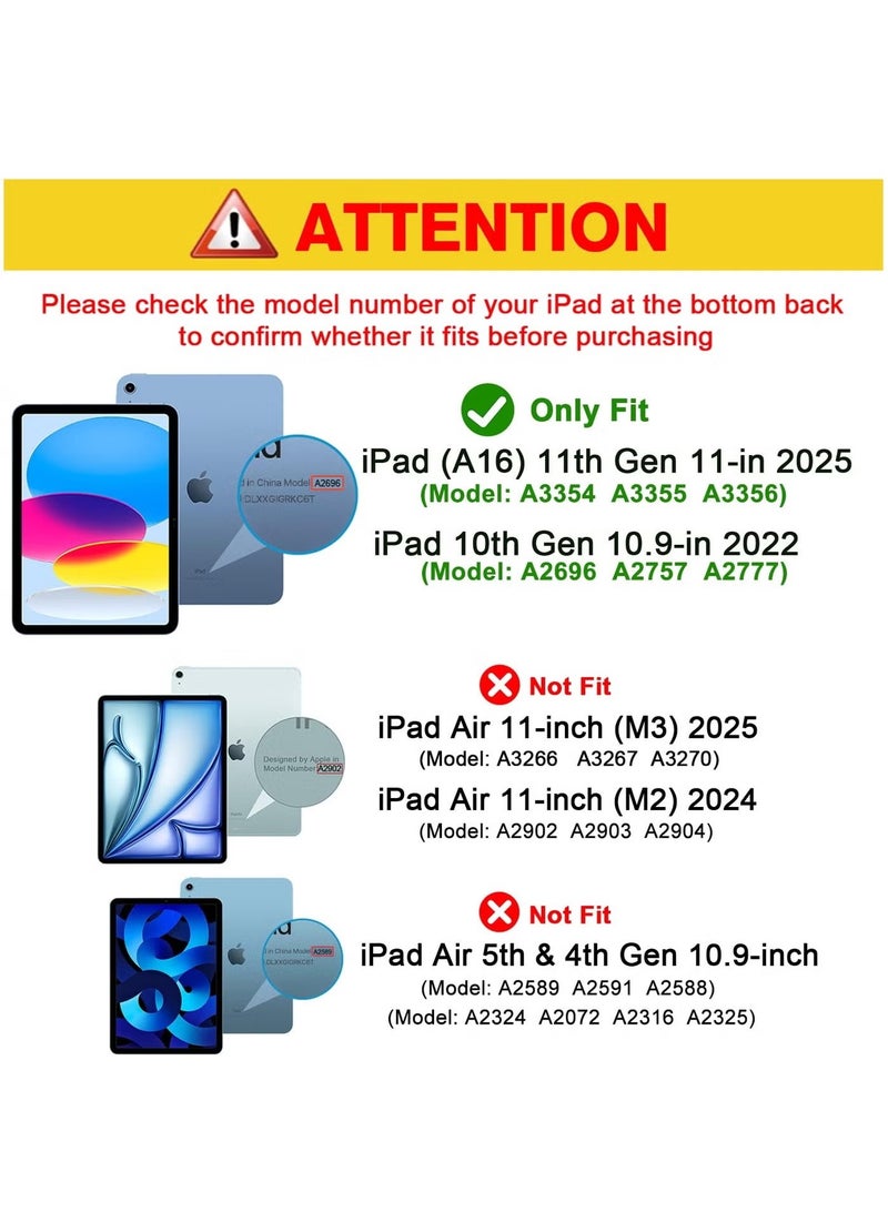 فرحة متطورة حافظة لجهاز iPad (A16) الجيل الحادي عشر 11 بوصة 2025/الجيل العاشر 10.9 بوصة 2022 حافظة مع حامل أقلام، حافظة iPad 11 10 هجينة مع ظهر شفاف، تدعم الاستيقاظ/النوم التلقائي - ذهبي وردي - Image 2