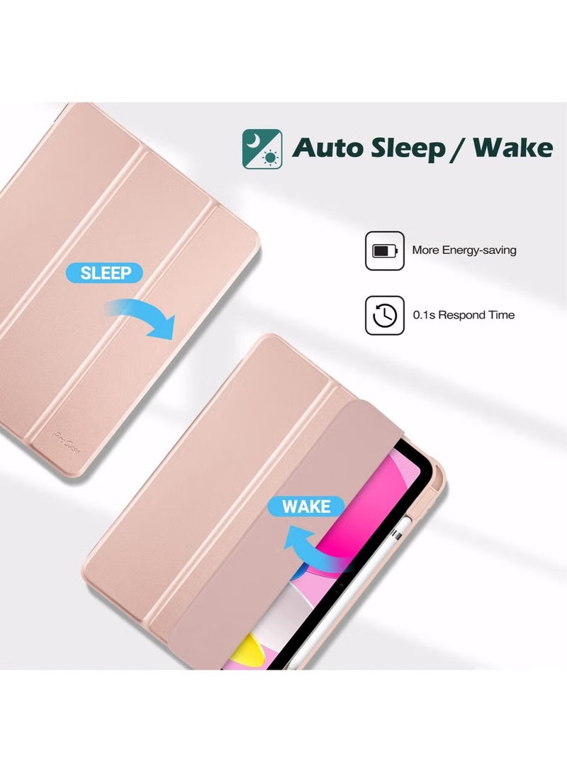 فرحة متطورة حافظة لجهاز iPad (A16) الجيل الحادي عشر 11 بوصة 2025/الجيل العاشر 10.9 بوصة 2022 حافظة مع حامل أقلام، حافظة iPad 11 10 هجينة مع ظهر شفاف، تدعم الاستيقاظ/النوم التلقائي - ذهبي وردي - Image 5
