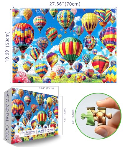 Blueforest 1000 Piece Puzzle for Adults Hot Air Balloons Vibrant Landscape Challenging Jigsaw Wall Art Gift with Poster 275x197 Inches - Image 5