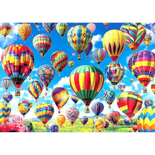 Blueforest 1000 Piece Puzzle for Adults Hot Air Balloons Vibrant Landscape Challenging Jigsaw Wall Art Gift with Poster 275x197 Inches - Image 1