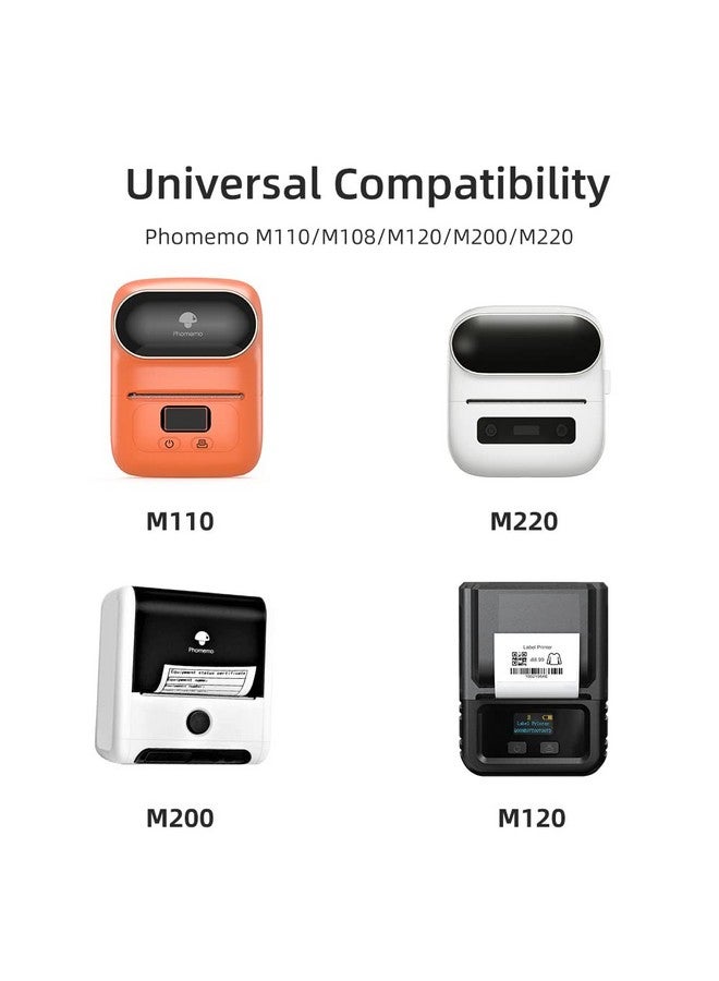 فوميمو ورق طابعة ملصقات M110 مقاس 1.57 بوصة × 1.18 بوصة (40 × 30 مم) 690 ملصقًا، ملصق ذاتي اللصق مربع متعدد الأغراض لطابعة ملصقات Phomemo M110/M110S/M120/M200، أسود على أبيض - Image 4