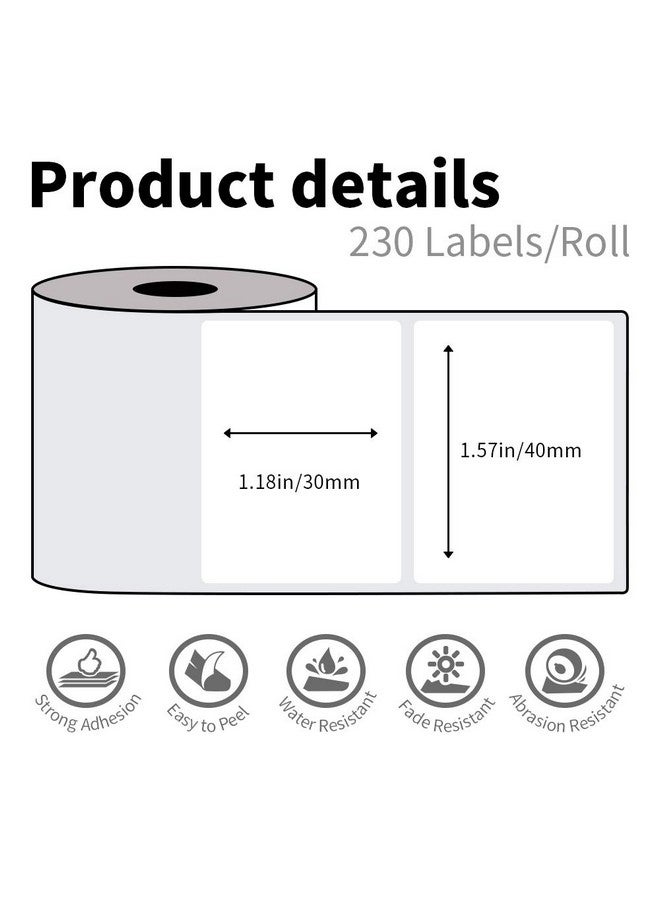 فوميمو ورق طابعة ملصقات M110 مقاس 1.57 بوصة × 1.18 بوصة (40 × 30 مم) 690 ملصقًا، ملصق ذاتي اللصق مربع متعدد الأغراض لطابعة ملصقات Phomemo M110/M110S/M120/M200، أسود على أبيض - Image 2