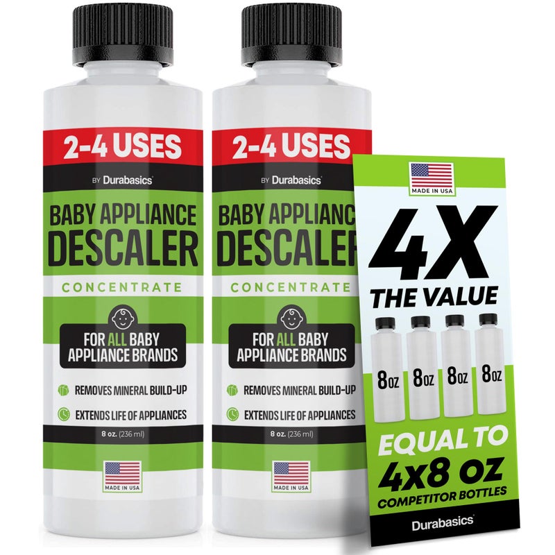 Durabasics [2 Pack] Descaler for Baby Bottle Sterilizer - Baby Appliance Descaler - Made in USA - Effective Yet Gentle - Odorless - Removes Mineral Build Up - Compatible with All Appliances - Citric Acid - 16Oz - Image 1