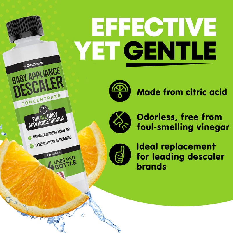 Durabasics [2 Pack] Descaler for Baby Bottle Sterilizer - Baby Appliance Descaler - Made in USA - Effective Yet Gentle - Odorless - Removes Mineral Build Up - Compatible with All Appliances - Citric Acid - 16Oz - Image 2