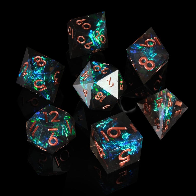 YEMEKO Sharp Edge DND Dice Set Handmade 7 Accessories Dice for Dungeons and Dragons TTRPG Games MultiSided RPG Polyhedral Resin Sharp Edge Dice Roleplaying Games - Image 3