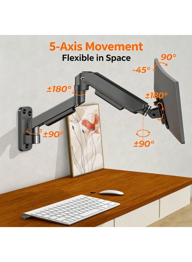 17-32 Inch Wall-Mounted Monitor Bracket, Weighing No More Than 100 Kg – Heavy-Duty Monitor Bracket With Height Adjustment, Tilt, And Swivel Functions, Black. - Image 2