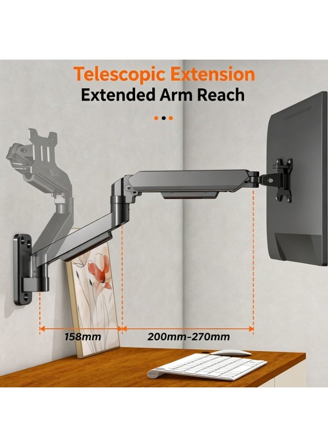 17-32 Inch Wall-Mounted Monitor Bracket, Weighing No More Than 100 Kg – Heavy-Duty Monitor Bracket With Height Adjustment, Tilt, And Swivel Functions, Black. - Image 4