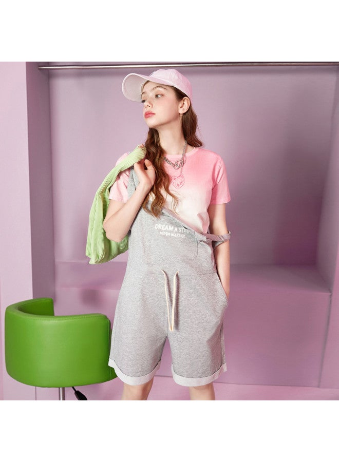 EPTISON Women's Summer Letter Print Loose Cotton Casual Jumpsuit Shorts With Straps - Image 4