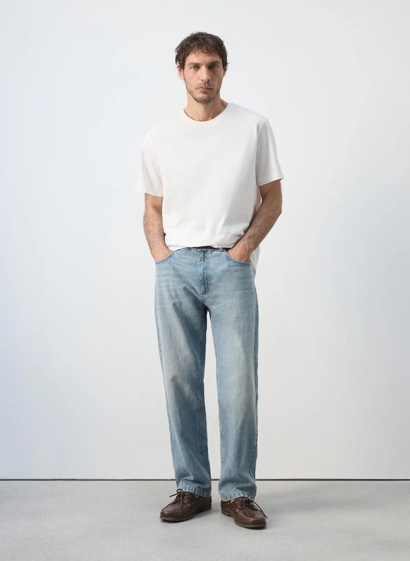 Mango Man 01-BLANCO Regular Fit T-Shirt 190Gsm for Men | Best Price UAE