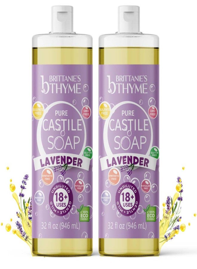 Brittanie's Thyme Brittanie’s Pure Castile Liquid Soap Refill, Lavender, 32 Ounce 2 Pack | Dish Soap, Hair & Body, Home, Gentle and Pure, Made with Natural Luxurious Oils, Vegan & Gluten Free Non-GMO - Image 1