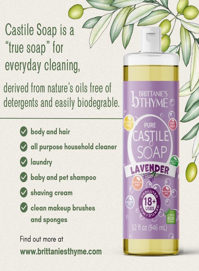 Brittanie's Thyme Brittanie’s Pure Castile Liquid Soap Refill, Lavender, 32 Ounce 2 Pack | Dish Soap, Hair & Body, Home, Gentle and Pure, Made with Natural Luxurious Oils, Vegan & Gluten Free Non-GMO - Image 3